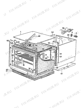 Взрыв-схема плиты (духовки) Electrolux CO1165P1 - Схема узла Internal panels